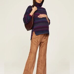 Hatch maternity sweater, jewel toned purple striped size medium